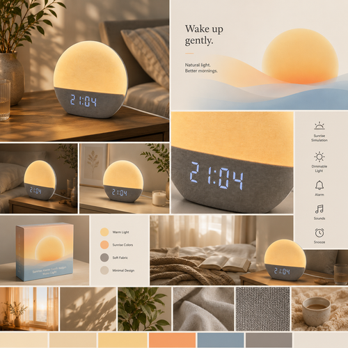 Réveil lumineux en tissu — simulateur d'aube